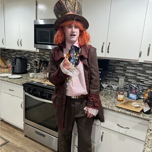 Mad Hatter Adult Halloween Costume - Brown and Red